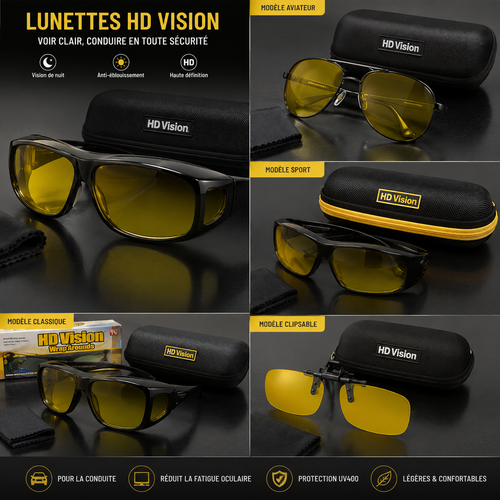 Lunettes de Conduite Anti-Éblouissement + Étui de Protection Offert