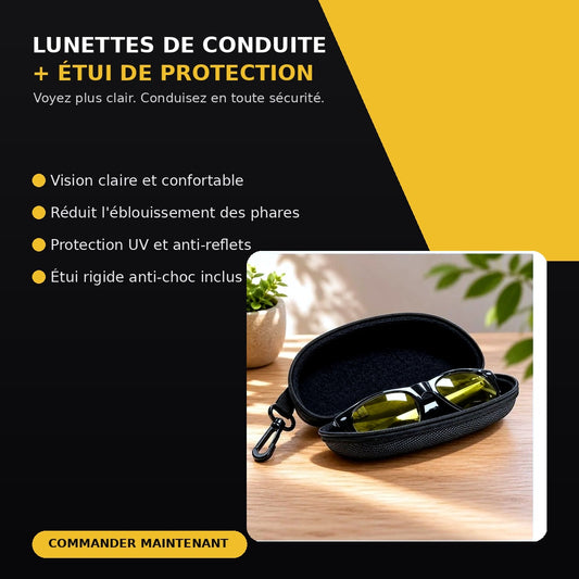 Lunettes de Conduite Anti-Éblouissement + Étui de Protection Offert