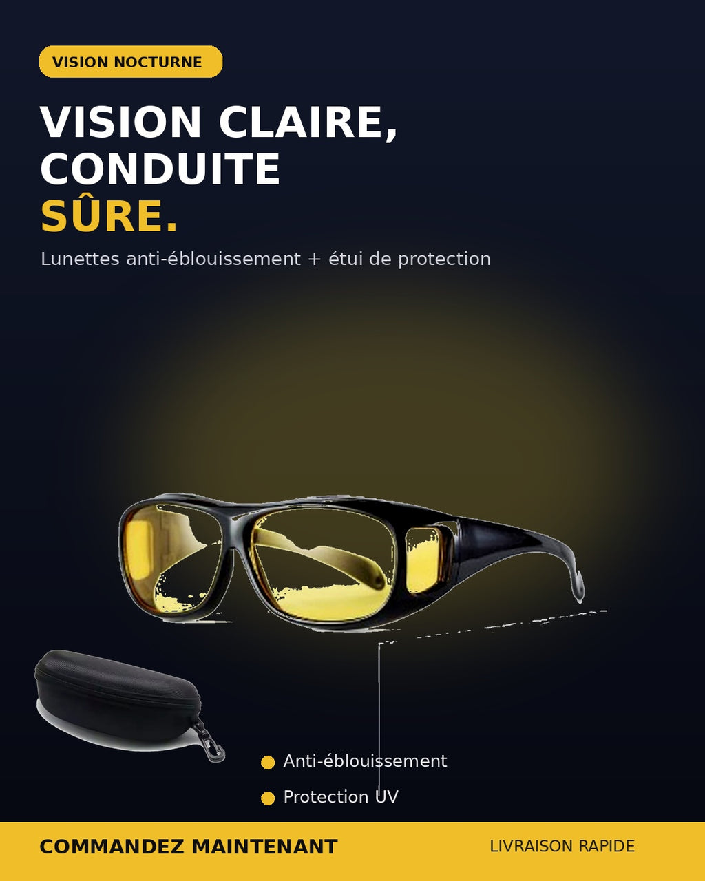 Lunettes de Conduite Anti-Éblouissement + Étui de Protection Offert